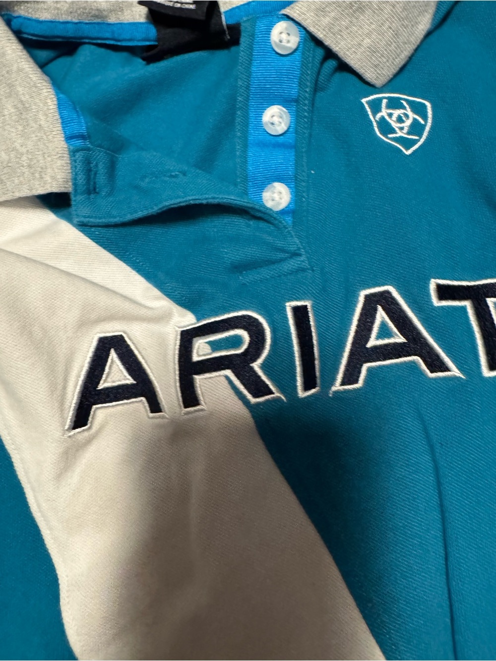Ariat Teal Polo with Gray Trim